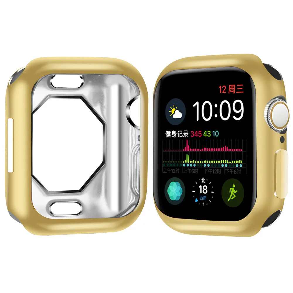 Золото Чехол для часов Apple Watch Case5, 4, 3, 2, 1, 40 мм, 44 мм, прозрачный чехол из ТПУ, защитная пленка для экрана iWatch - Цвет: Золото