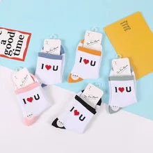 5 пар новых женских Хлопковых Носков с милыми мультяшными животными повседневные короткие носки Kawai с изображением забавного медведя и сердца chaussette femme