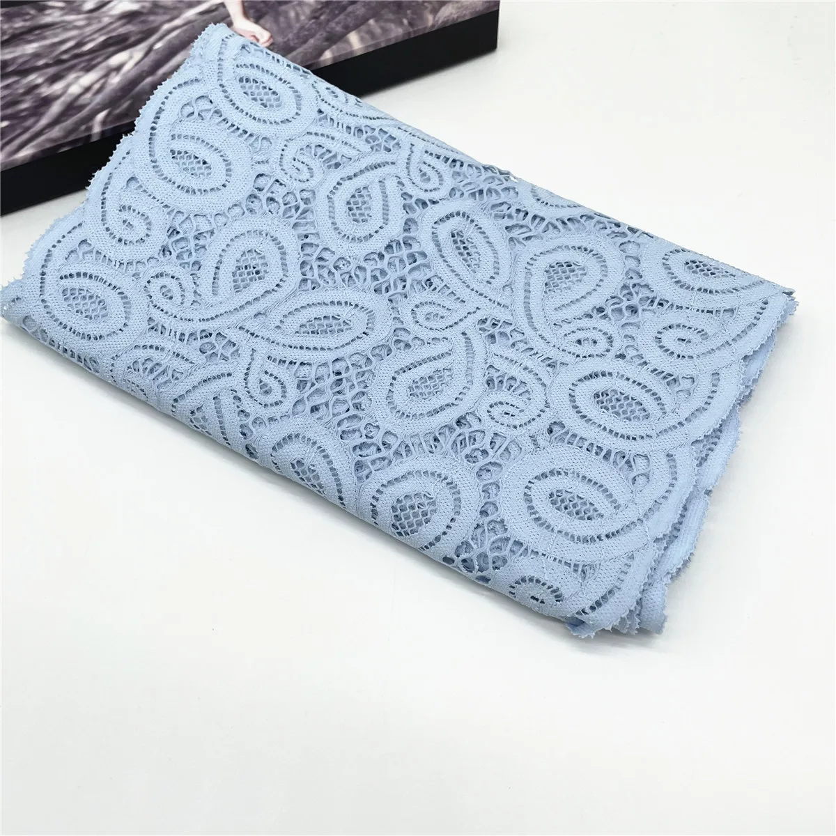 3M/lot Width 9 inch 23cm Sky Blue Elastic Stretch Lace 3