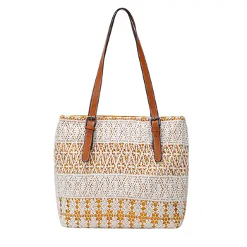 

WoMan Canvas Shoulder Bags Lace Surface PU Handle Handbag Study Work Shopping