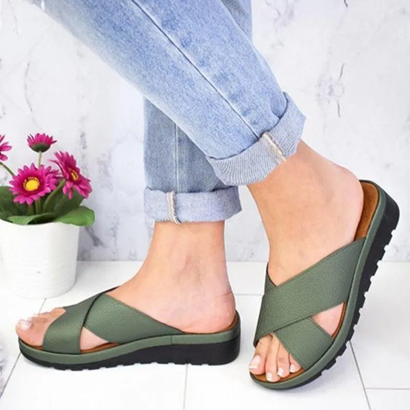 Zapatillas artificiales plataforma para mujer, sandalias informales cómodas talla grande, baratas, de verano AliExpress