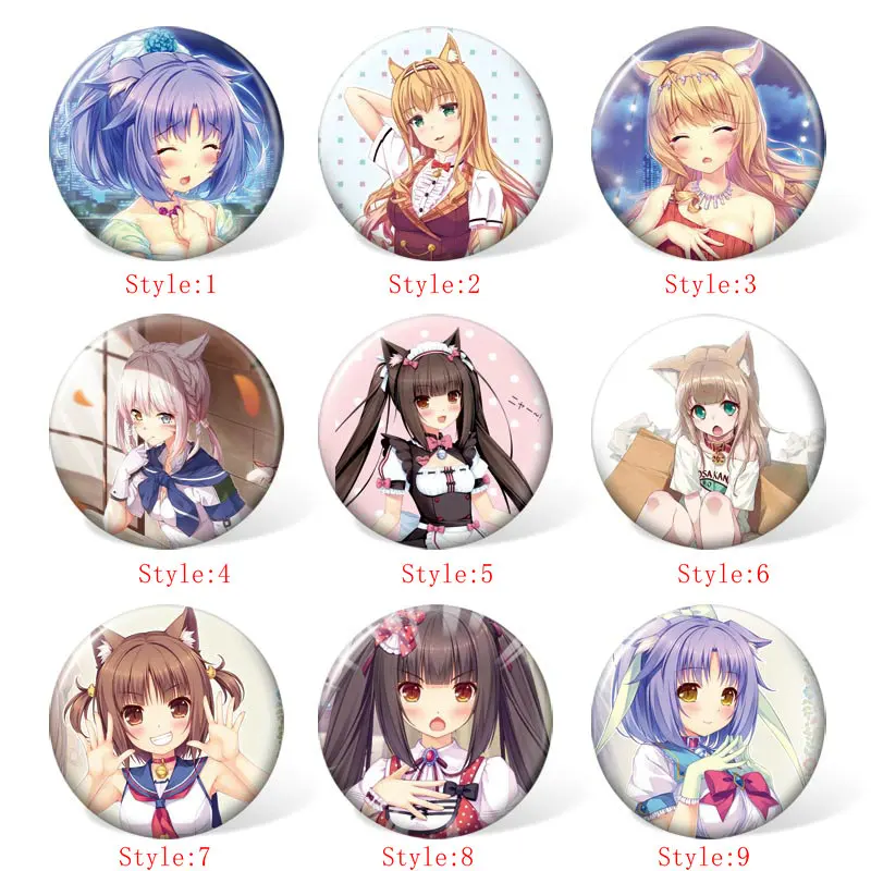 

58MM Nekopara Anime Cosplay Badge Cartoon Brooches Pins Collection bags Badges for Backpacks Clothes