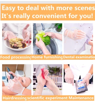 

100pcs Transparency Disposable PVC Gloves Anti oil fouling Dishwashing/Kitchen/Medical /Work Gloves Touch screen Home Cleaning