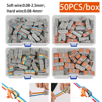 

50/48/28/20Pcs/box Mini Quick Wire Connectors PCT-2-2 PCT-2-3 Push-in Terminal Block Universal Compact Wiring Connector