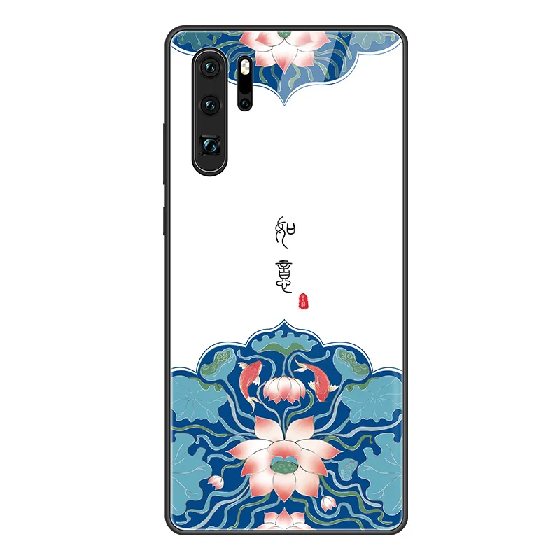 white Китайский винтажный Дворцовый стиль чехол для huawei коврики 30 PRO MATE 20 PRO P30 PRO закаленное стекло чехол для телефона mate30pro mate20pro - Цвет: white