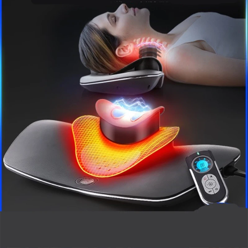 Electric Smart Neck Massager Vibration Pulse Cervical Device USB  Rechargeable Heating Voice Neck Back Massage Pain Relief Relax - AliExpress
