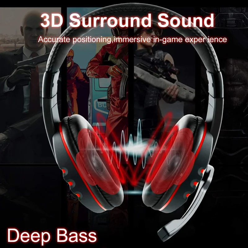 PS4 Gamer Headphone Headsets 3 5mm Wired Earphone with Microphone for PC Xbox Gamer Stereo Deep Bass Noise Canceling for Gaming