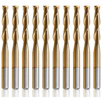 

10Pcs CNC Router Bits Spiral End Mill Titanium Coated 2 Flute Milling Cutter 17mm for MDF Acrylic Wood PVC Hardwood