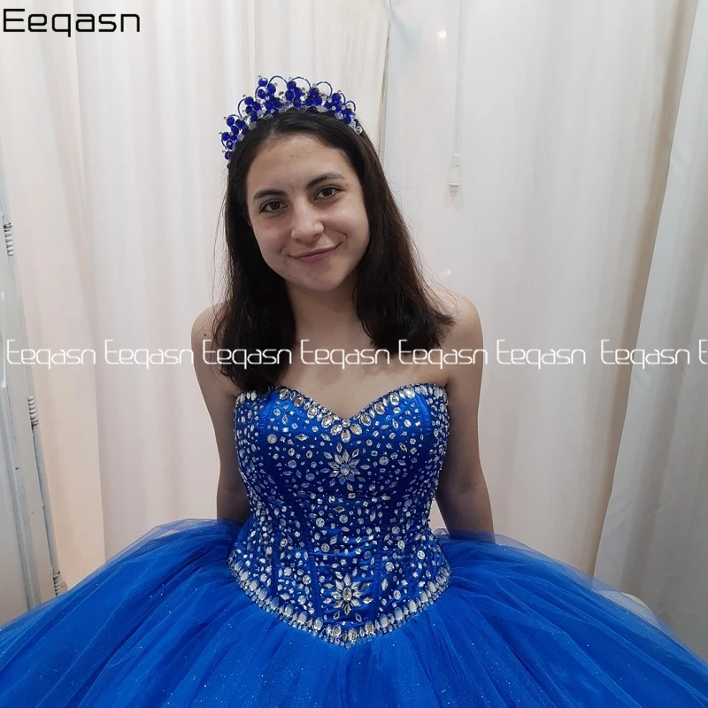К требованиям заказчика; сверкающие; синий бисером, кристаллами Quinceanera платья для выпускного вечера бальное платье класса люкс корсеты и бюстье вечернее платье вечерние платья сладкий 16 платье