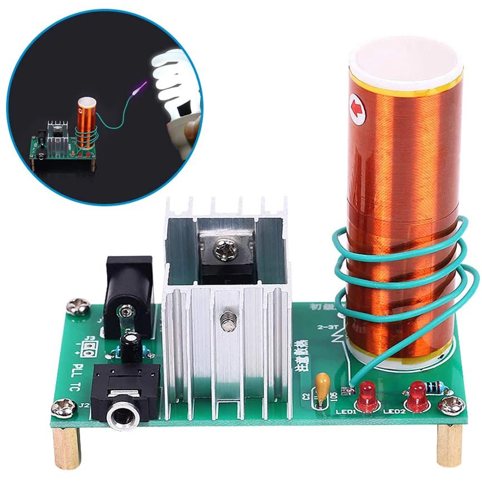 40V 50W Electricity Plasma Mini Tesla Coil Kit Speaker Physics Music Play Toy US
