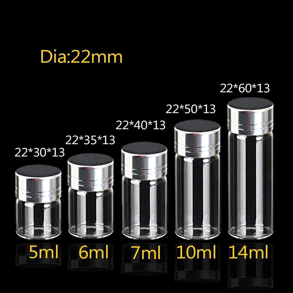 

5ml 6ml 7ml 10ml 14ml Empty Glass Bottles Jewelry Decorative Jars Refillable Perfume Vials Crafts Gifts 100pcs