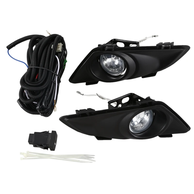 

Front Right Left Clear Fog Lights Lamp Lens W/Wiring Kit for Mazda 6 2003 2004 2005