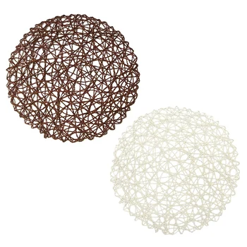 

Round Paper Fiber Woven Place Mats Decorative Braided Natural Mat Holidays Parties Decor 15 inch Set Of 12