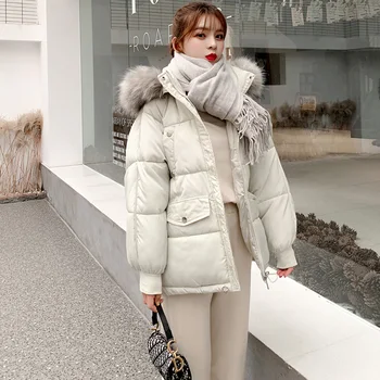 

ISENMAL New Autumn Winter Jacket Hooded Women Coat Loose Cotton-padded Short Jackets Female Parka Warm Casual Plus Size Overcoat