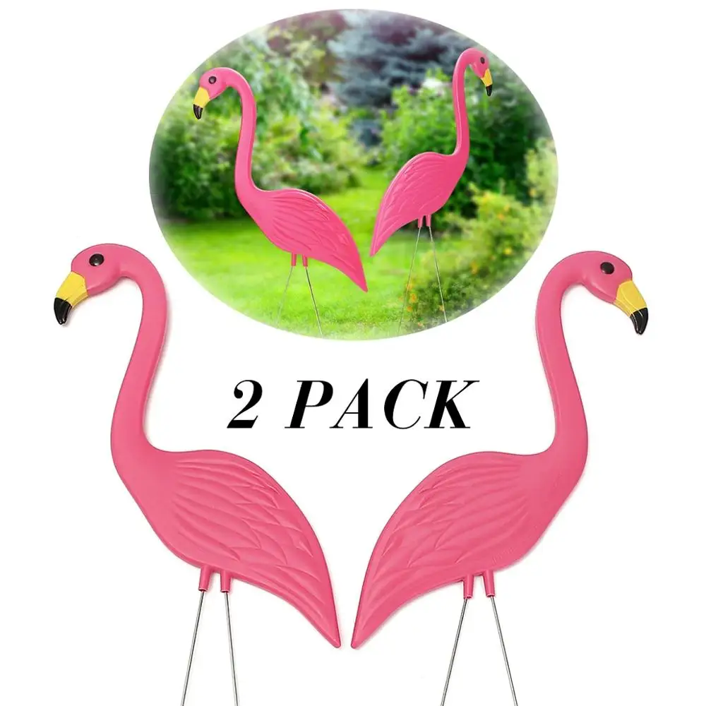 

2 Pcs/Set Flamingo Figurines Plastic Flamingo Garden Ornaments Simulation Flamingos Outdoor Yard Decoration Wedding