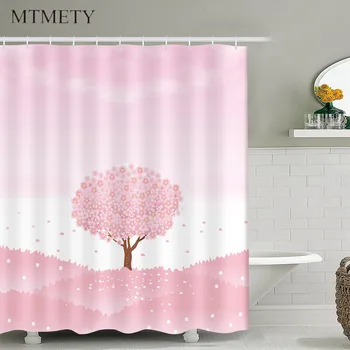 

MTMETY Modern simplicity Pink Cartoon tree Shower Curtain Bath curtain Waterproof polyester Fabric Shower Curtain For Bathroom