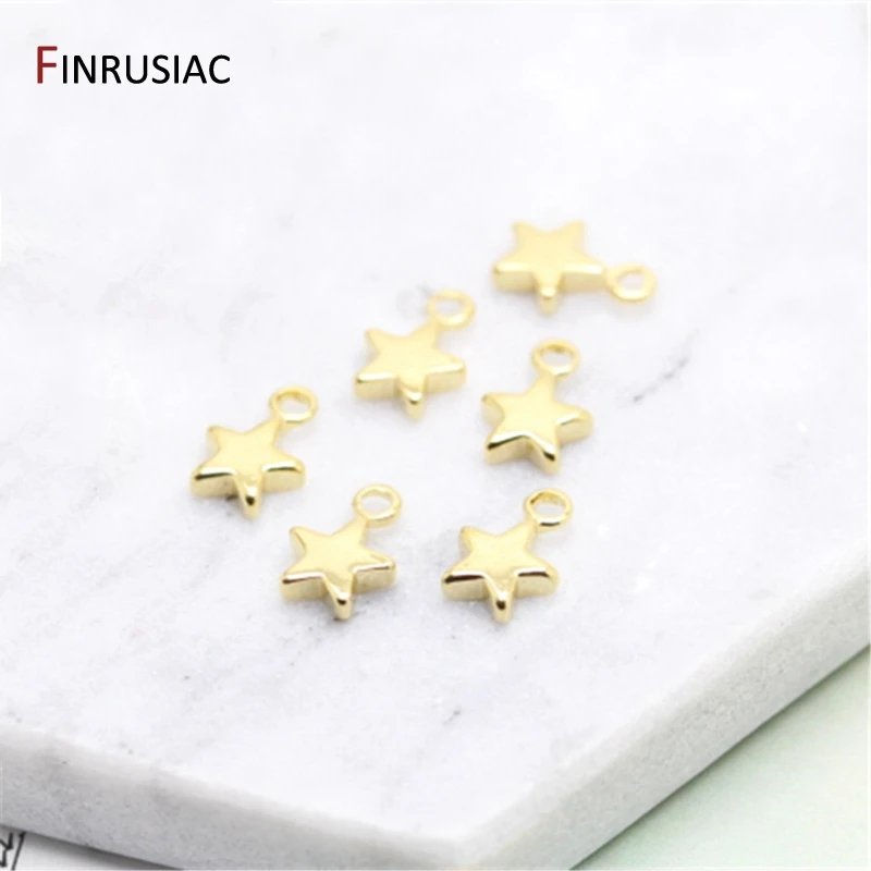 

14K Real Gold Plated Small Pentagram Star Charms Tail Chain Charms Handmade Earrings Bracelet Necklace DIY Jewelry Accessories