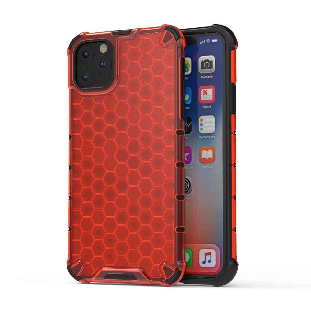Противоударный защитный чехол для телефона для iPhone 11 Pro Xs XR X чехол с Сотами Прочный чехол для iPhone 8 7 6 Plus Гибридный Силиконовый чехол - Цвет: Red