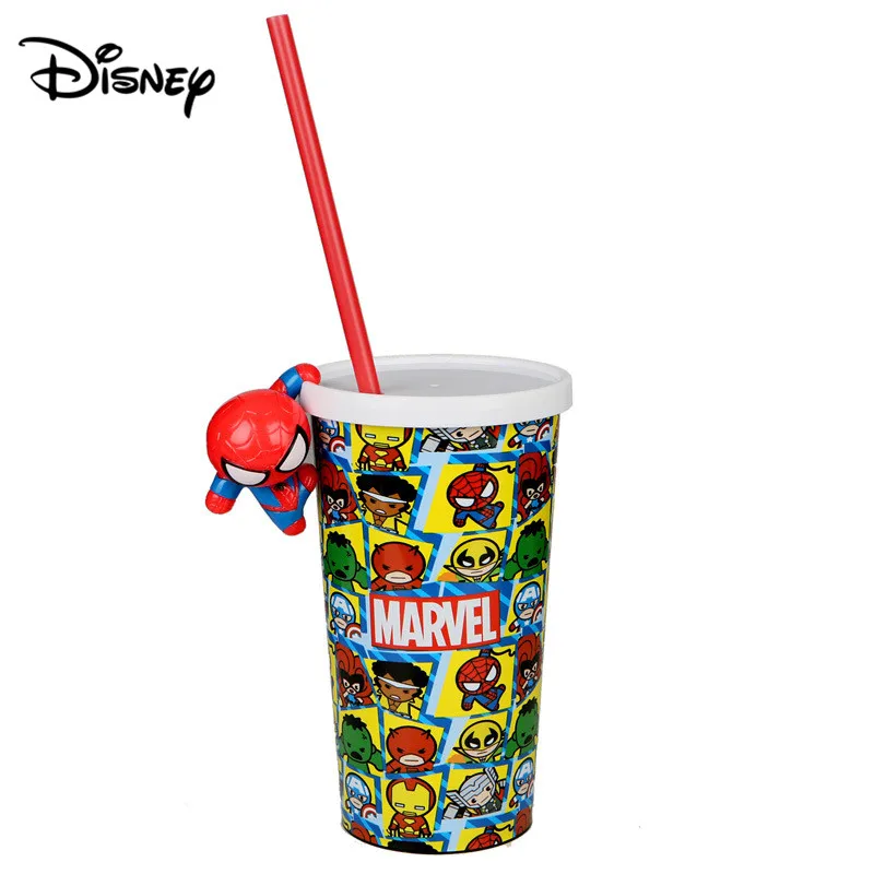 Disney Avengers 4 кружка с ремнем Marvel Многофункциональная игрушка чашка Железный человек светящаяся чашка холодильник стакан с кока-колой
