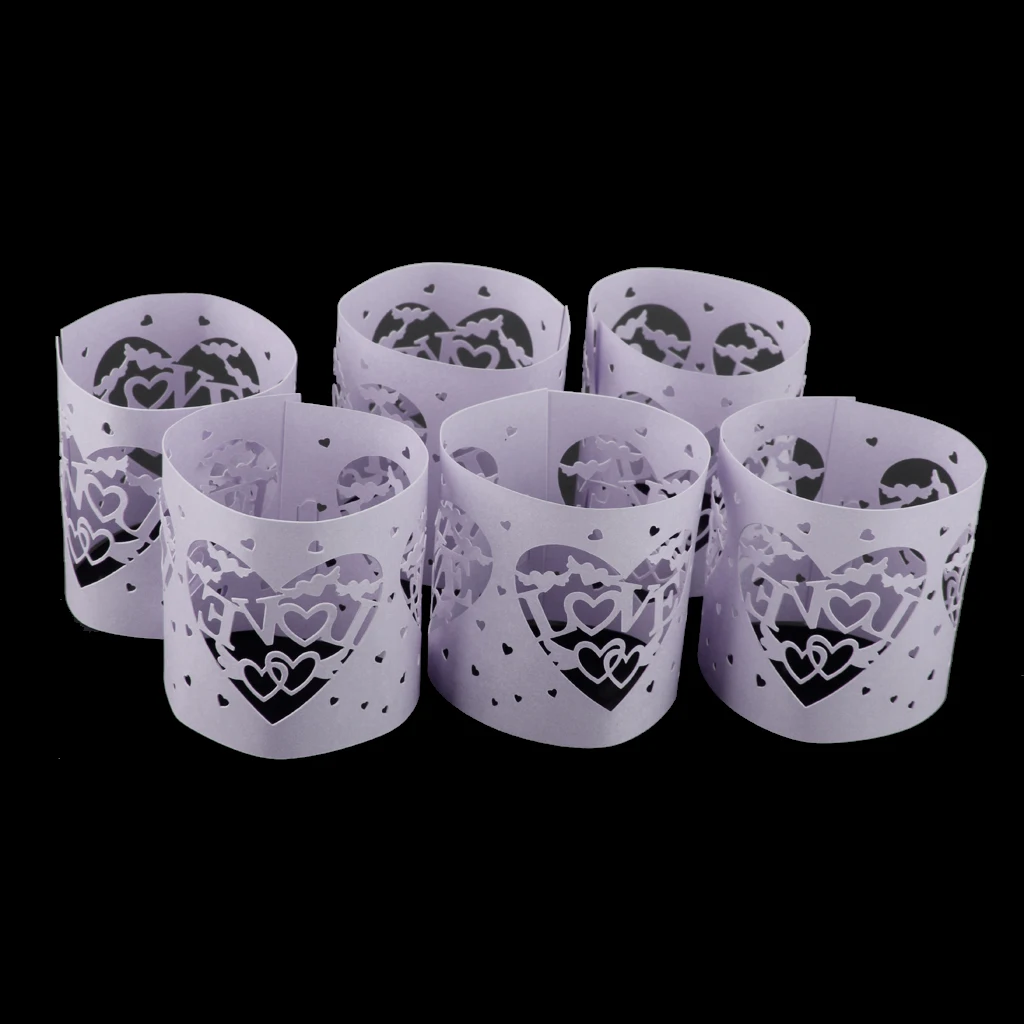 Pack-6 Hollow-out Paper Tealight Votive Candle Wraps Candle Holders Lampshades