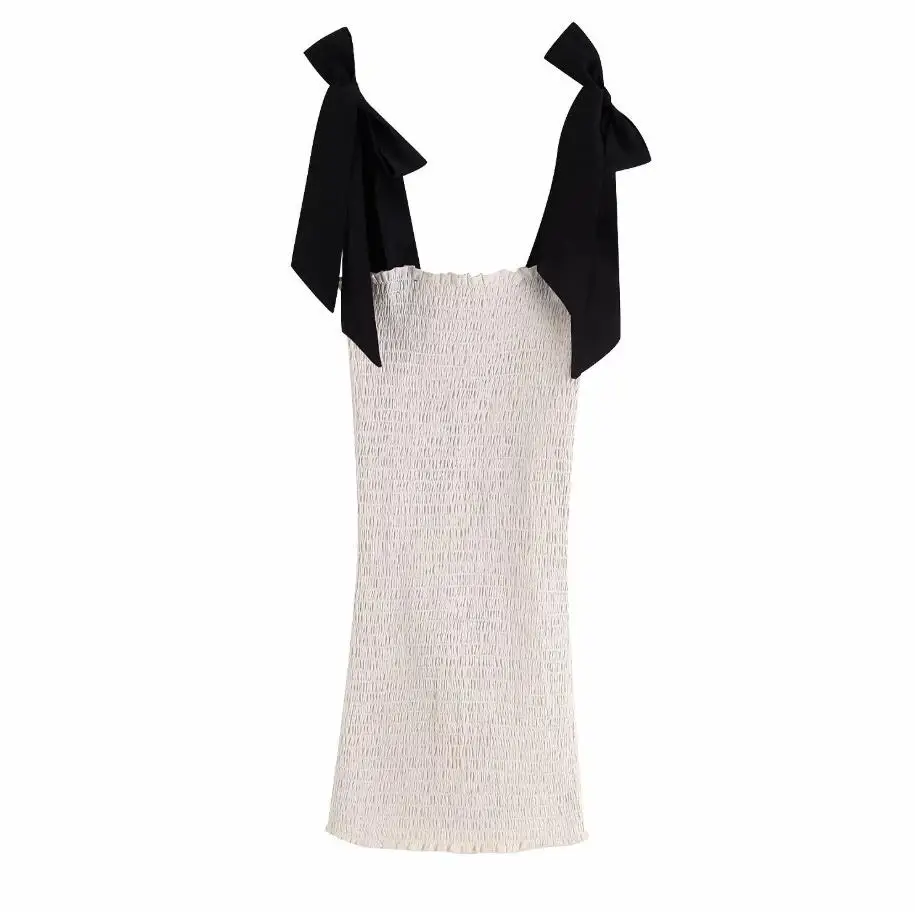 

women sexy sheath mini dress elastic pleated bow tie adjustable straps female casual slim chic dresses