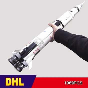

DHL 37003 1969Pcs The Apollo Saturn V Launch Tower Vehicle With Launcher Building Blocks Bricks Educational Toy 21309