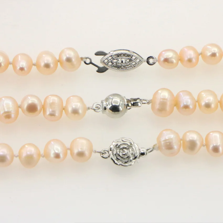 New Fashion Girl 6-7MM White real natural Pearl Necklace Bracelet Earring Wedding Jewelry Set Beads for Jewelry Making Woman Gif