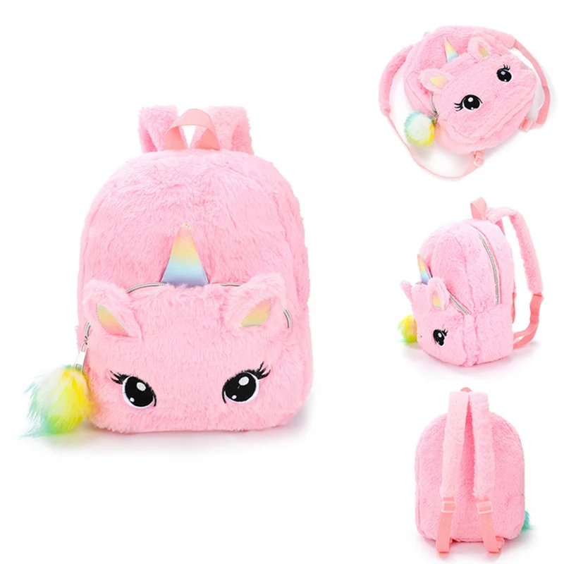 fluffy unicorn school bag