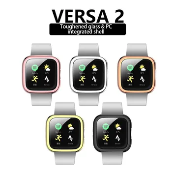 

Screen Protector Case With Hard Tempered Glass and PC Case For Fitbit Versa 2 Running Wrist Support Accessories