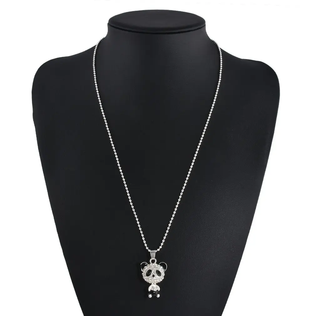 Korean Version Of The Jewelry Long Flash Drill Big Head Panda Pendant Necklace Fashion Cute Lady Full Sweater Chain | Украшения и