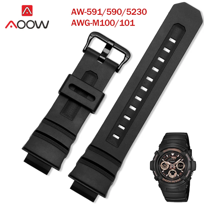 Полимерный ремешок для Casio G-SHOCK AW-591 AW-590 AWG-M100 101 мужской спортивный