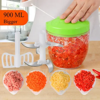 

900ML Multifunction High Speedy Design Vegetable Fruit Twist Shredder Manual Meat Grinder Chopper Garlic Cutter