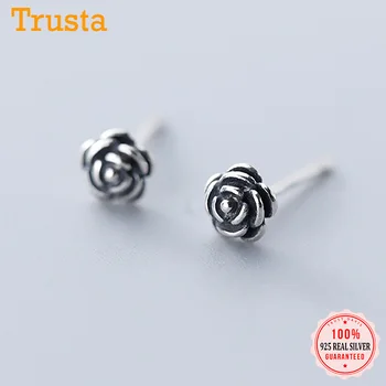 

Trustdavis Real 925 Sterling Silver Charm Vintage Mini Flower Stud Earrings For Fashion Women Wedding Party Fine Jewelry DA1613
