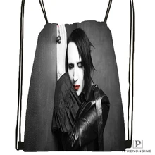 Пользовательские Мэрилин Мэнсон походная сумка на шнурке милый рюкзак для детей(черная спинка) 31x40 см#180531-03-17