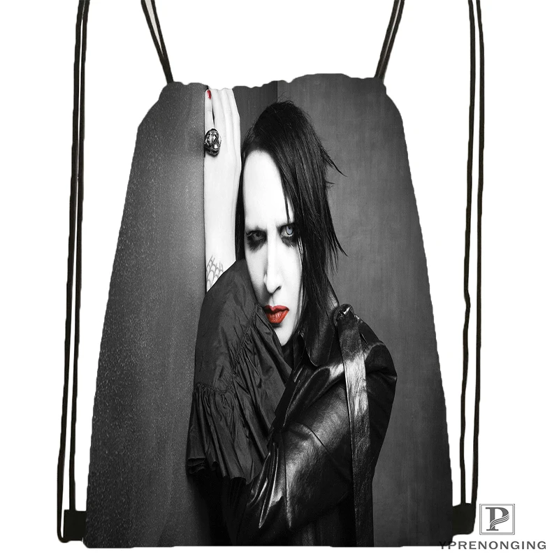 

Custom Marilyn Manson Drawstring Backpack Bag Cute Daypack Kids Satchel (Black Back) 31x40cm#180531-03-17