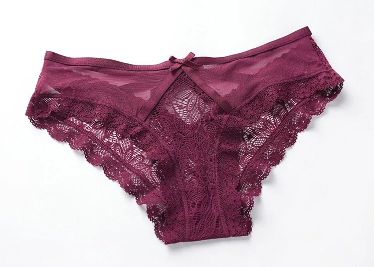 CINOON Sexy Transparent Panties Women Lace Low-waist Briefs Hollow Out Underwear Ladies Underpants Intimates G String Lingerie (8)