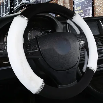 

DUKEAUTO wool plush braid ware heat cute car steering wheel cover 38*8.2cm for lada kia hyundai golf