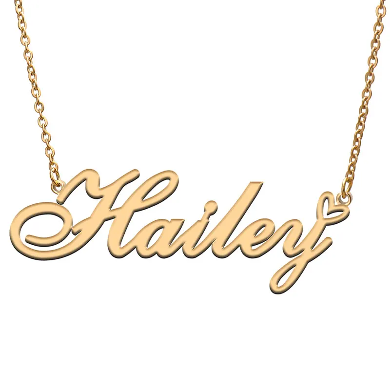 

Hailey Love Heart Name Necklace for Women Stainless Steel Gold and Silver Nameplate Pendant Femme Mother Girls Gift
