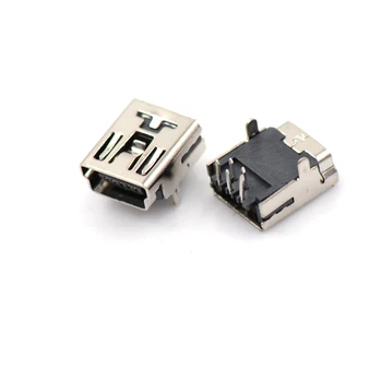 

10pcs/lot USB Connector Mini USB Jack 90 Degrees Front 2 Feet 5 PIN Micro For Mobile Phone Micro USB Port Sockect