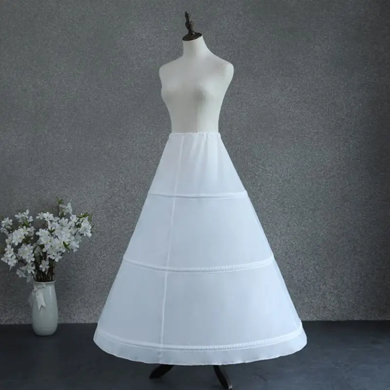 Женское платье с регулируемой талией, 3 кольца, ТРАПЕЦИЕВИДНОЕ свадебное платье, кринолин, однослойное Белое Бальное Платье, полускользящая Нижняя юбка