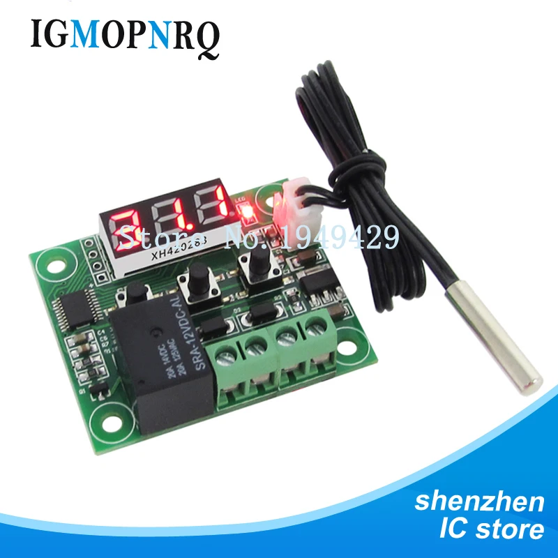 

10pcs W1209 Blue/Red light DC 12V heat cool temp thermostat temperature control switch temperature controller thermometer thermo
