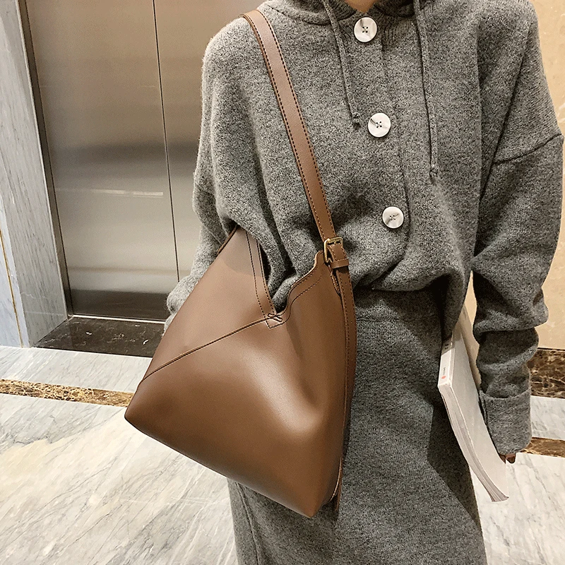 Bolso de mano Vintage de cuero para mujer, conjunto de bolsos de hombro femenino, de viaje, cruzado, sólido|Bolsos de hombro| - AliExpress