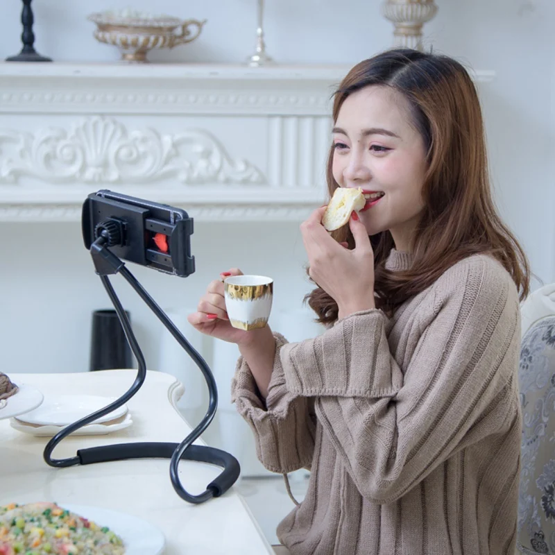 Lazy mobile phone stand 360 degree rotating flexible mobile phone selfie stand snake-shaped neck bed installation anti-skid