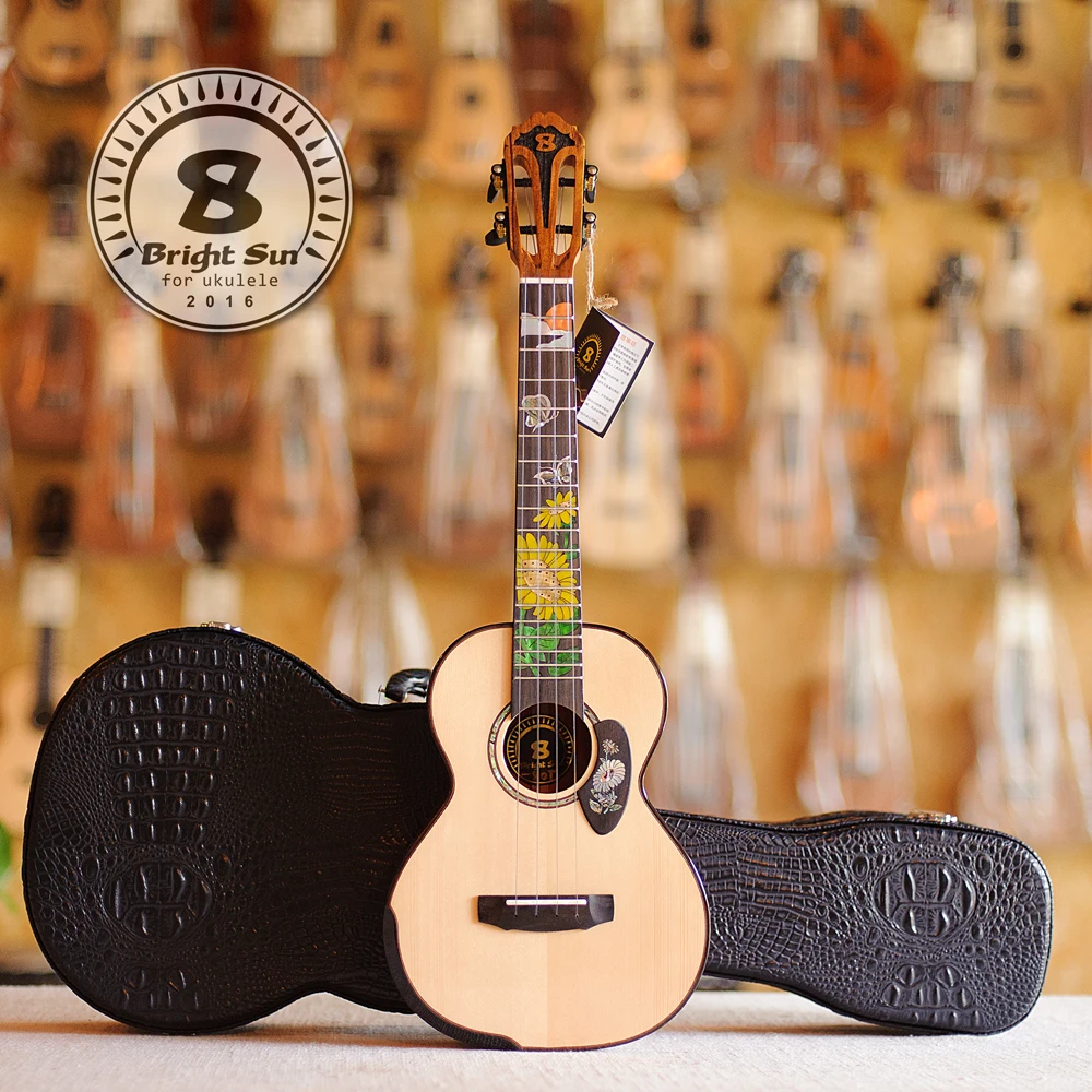 明るいsun-26インチのtor ukulele無垢acaciaウッドBS-21TC