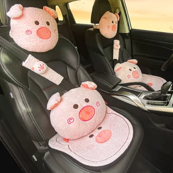 

Bear And Pig Series Cartoon Headrest Shoulder Pad Waist Cushion Car Pillow Neck Pillow Waist Pillow Cushion Female Car Accessory