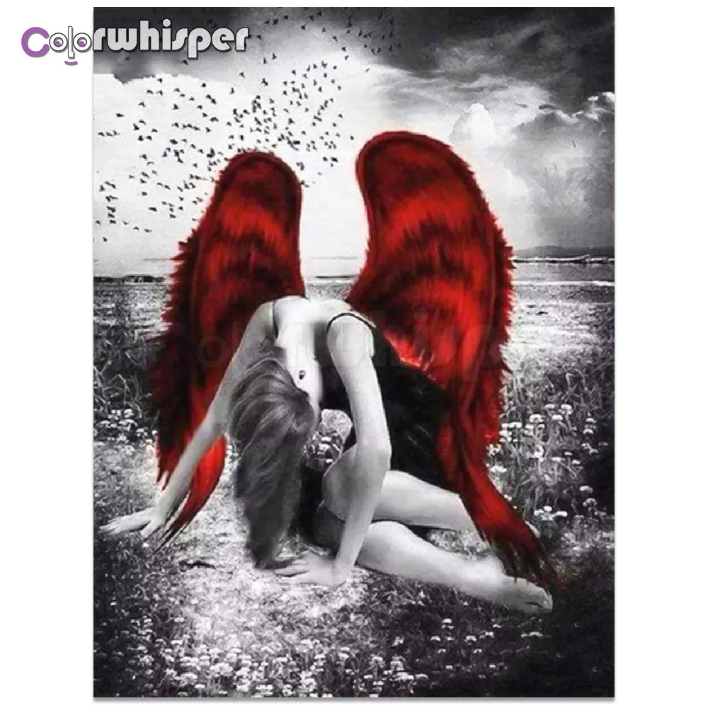 

Daimond Painting 5D Full Square/ Round Angel Red Wings Diamond Rhinestone Embroidery Crystal Cross Stitch Mosaic Gift Decor D303