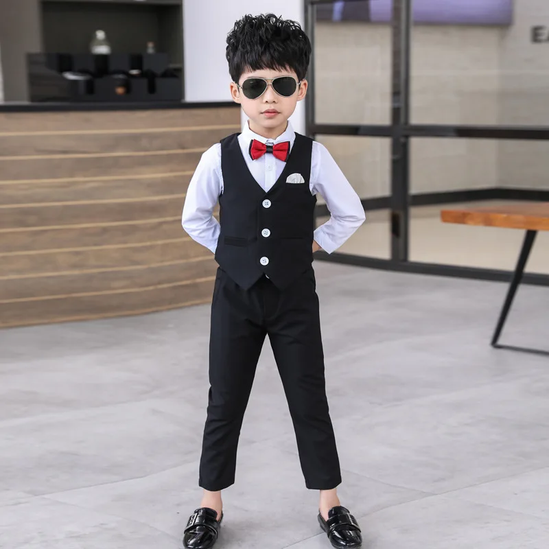 Dollplus/детский Свадебный костюм для мальчиков, жилет+ штаны, деловой костюм из 2 предметов весенне-летние детские костюмы с блейзером в английском стиле для мальчиков