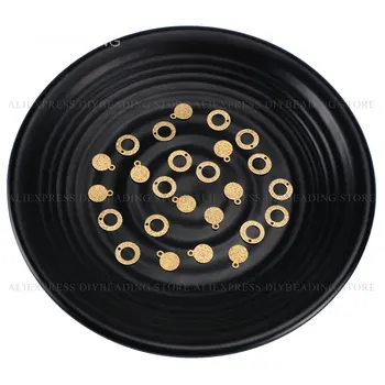 

100-1000 Pcs Brass Finding for Jewelry Making Hollow/ Solid Circle Disc Pendant Component Bulk Wholesale (Double Side Stardust)