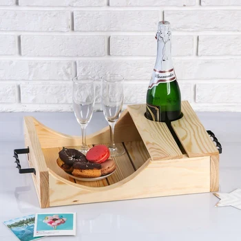 

Wine tray for one bottle, metal handles, oil, MASSIVE, 30 × 40 cm 4822048