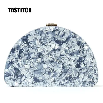 

New Pearlescent Semicircle Acrylic Bag Evening Clutches Women Messenger Shoulder Bag Vintage Day Clutch Bag Party Prom Handbags